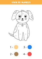 Math coloring page for children. Color cute carton dog.
