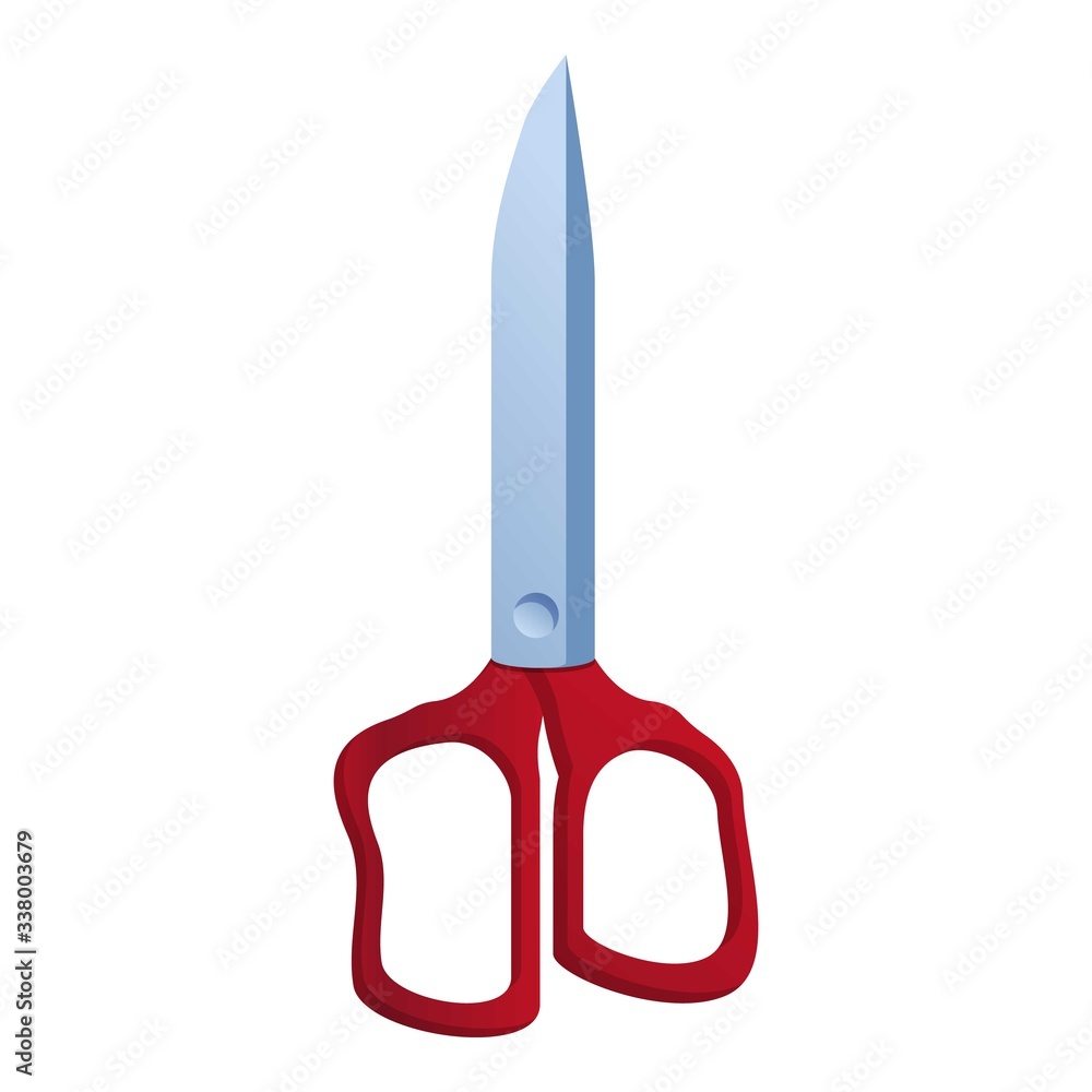 Poster red scissors icon. cartoon of red scissors vector icon for web design isolated on white background