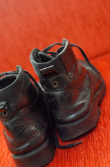 Old Black Leather Boots, Vintage