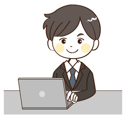 男性、事務、笑顔