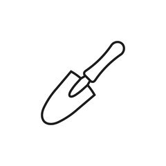 Garden hand shovel icon. Line style. Vector illustration. Isolated.