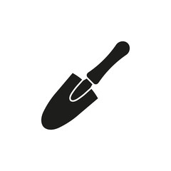 Garden hand shovel icon. Vector illustration. Flat design. Isolated.