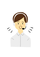 ヘッドセットをつけた女性