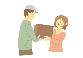 宅配を受け取る女性