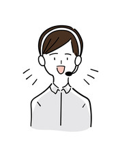 ヘッドセットをつけた女性