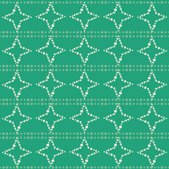 Vector green dotted stars seamless pattern background