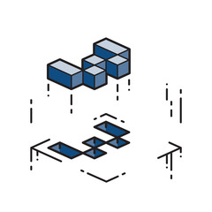 Isometric abc alphabet letters numbers modelling emboss moving pantone 2020 classical blue number three