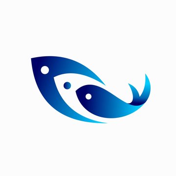 triple fish logo, fish vector logo