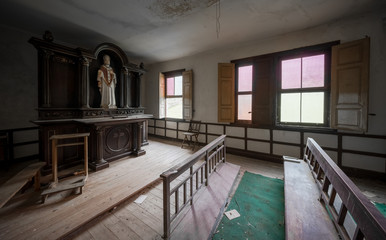 Inside an abandoned church
