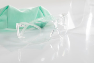 Transparent safety glasses are a must in every medical laboratory.