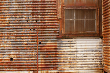 Detail of rusty corrugated iron wall
