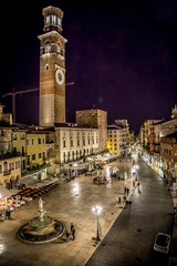 Fototapeta premium View of the Piazza delle Erbe in the evening. Verona, Veneto, Italy
