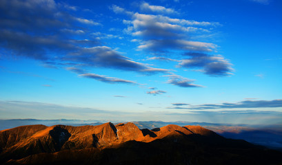 Sunrise colours in the Transylvanian Alps, Romania, Europe