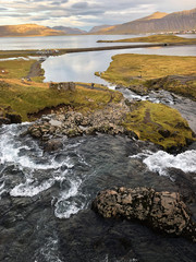 iceland south coast landscape with river