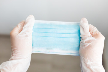 White medical corona virus mask isolated. Face mask protection against.