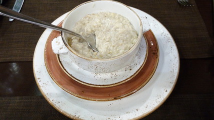 
Armenian porridge in a plate on the table.