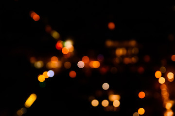 Abstract and blurred background of the big city lights. Bokeh concept