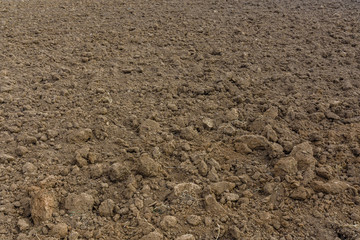 Background of the plowed field prepared for sowing