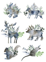 Obraz premium Collection of high detailed animals elegant, north