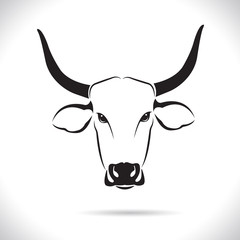Vector of picture cow head design ,logo design,Farm Animals,Black and white picture,Line animal,on the white background.