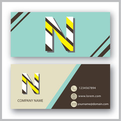 Business Card With Letter N Symbol