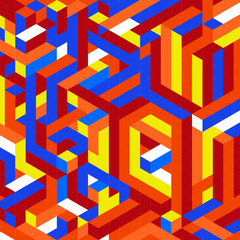 Isometric geometric abstract shape seamless background pattern