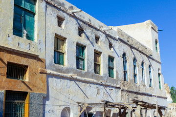 Berbera, Somaliland - November 10, 2019: Dilapidated Streets and Buildings during War in the Berbera City