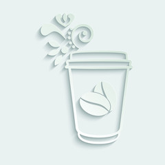 Paper coffee icon. Cup of coffee  icon. Logo for cafe or restaurant