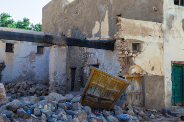 Berbera, Somaliland - November 10, 2019: Dilapidated Streets and Buildings during War in the Berbera City
