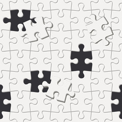 Fototapeta premium Vector seamless pattern with jigsaw puzzle with missing pieces.