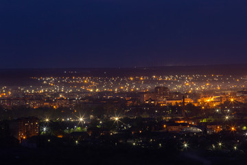 Night city landscape in Eastern Europe
