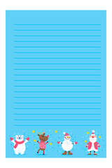 Christmas or New year holiday to do lists, notes with winter vector illustrations
