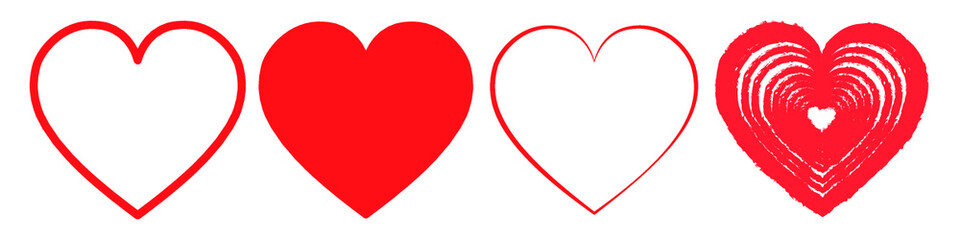 Panel de corazones rojos