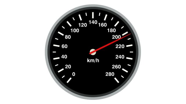 Speed meter in action. Speedometer with a red arrow indicating speed. Footage video