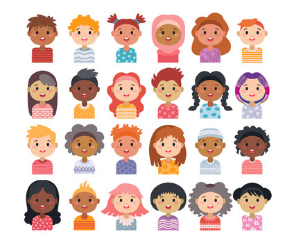 Set of avatars of children characters. Kids
