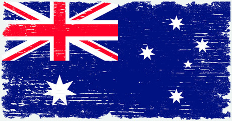 Australia flag in grunge style.Old vintage flag of Australia.