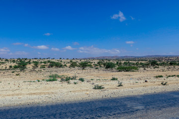 Fototapeta na wymiar Panoramic View to the Valley Behind of Laas Geel Rocks near Hargeysa, Somaliland 