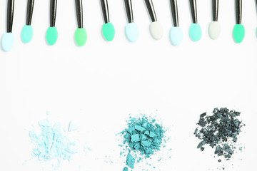 Professional makeup brush on colorful background