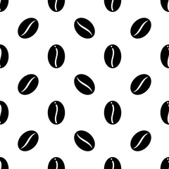 Coffee Bean Icon Seamless Pattern, Coffea Plant Seed, Stone Fruit