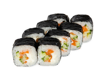 Set of eel sushi rolls.