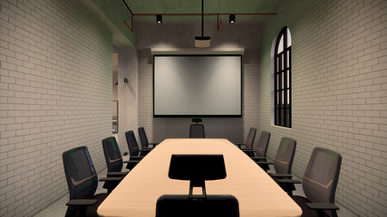 Interior Empty Modern Loft Office open space modern office footage.Modern open concept Lobby and reception area meeting room design.3d Rendering .