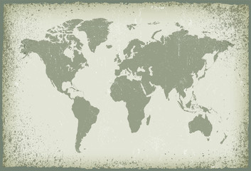 Grunge world map background.