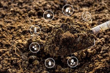 Manure with technology icon around, agricultural.