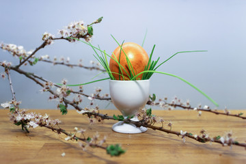colorful easter eggs with grass