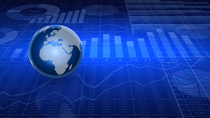 ビジネスチャートと地球（ヨーロッパ,アフリカ）　A European edition.