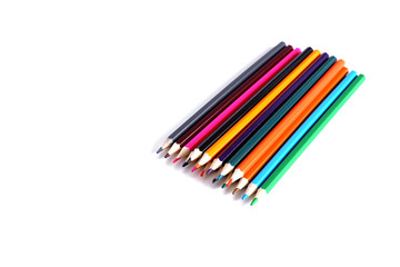 Color pencils on a white background. Suitable for advertising background. Mockup