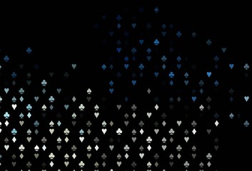 Dark BLUE vector texture with playing cards.