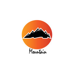 mountain logo illustration of the sun's background. vector design