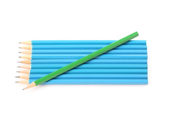 Blue and green Pencil isolated on white background