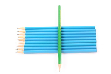 Blue and green Pencil isolated on white background
